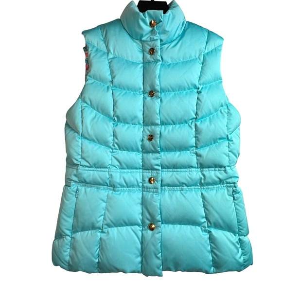 Lilly Pulitzer Jackets & Blazers - Lilly Pulitzer Turquoise Blue Quilted Duck Down Syd Puffer Vest Women Small